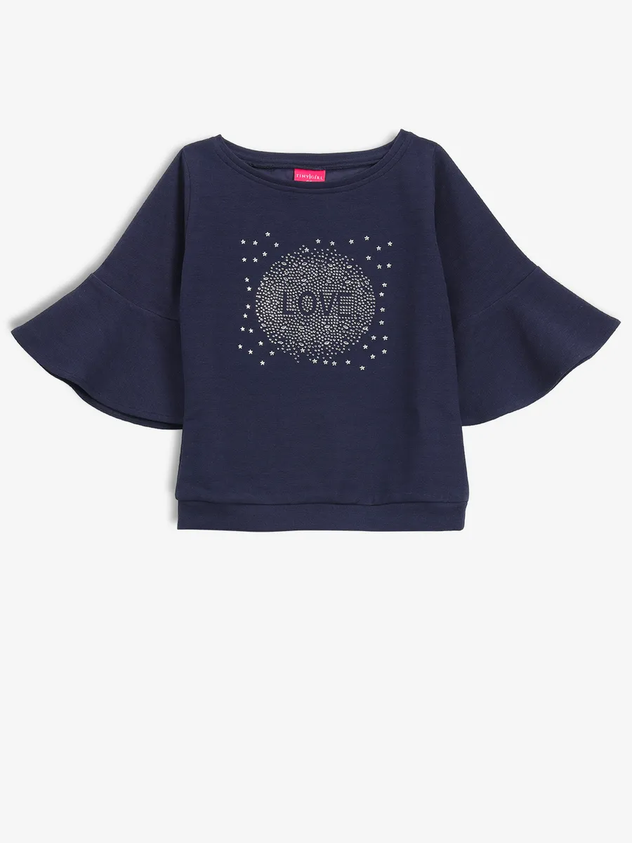 TINY GIRL cotton top in navy