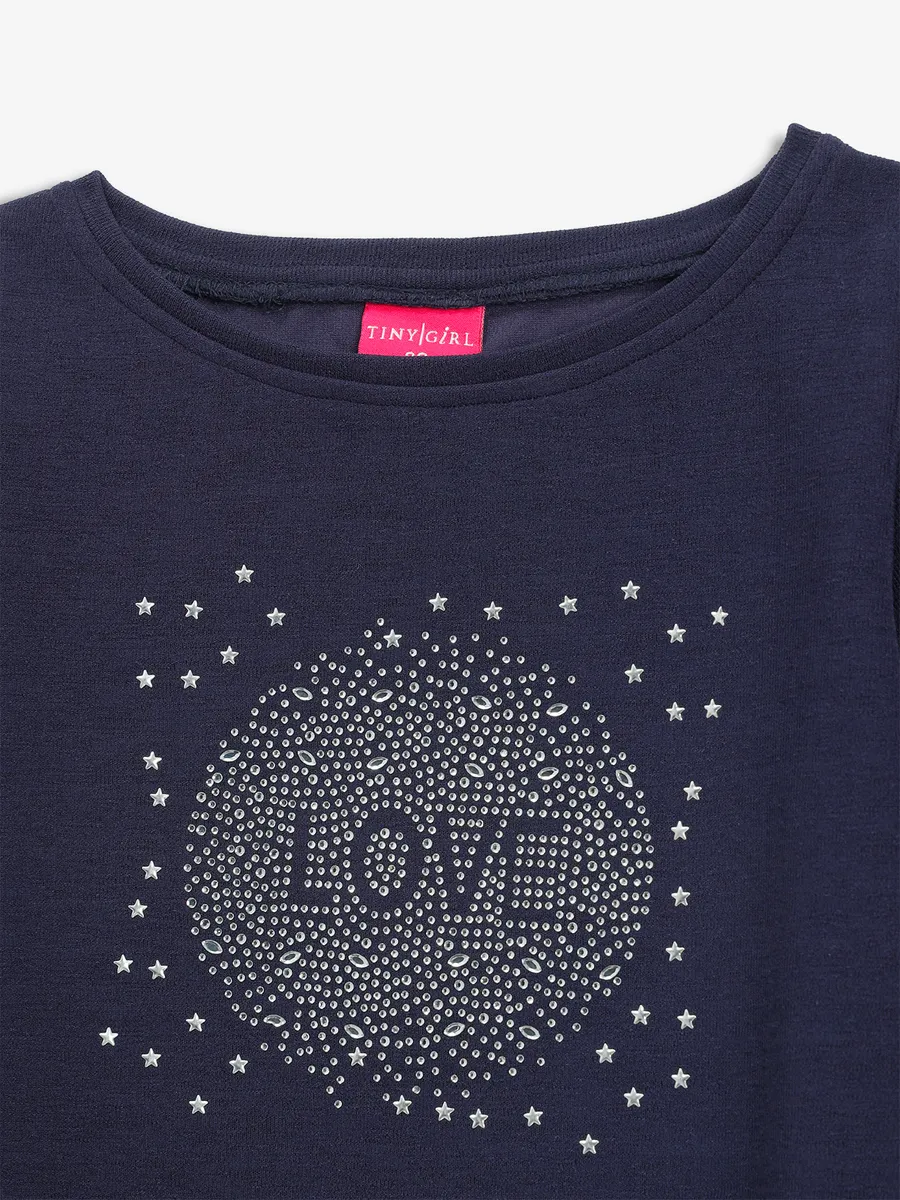 TINY GIRL cotton top in navy