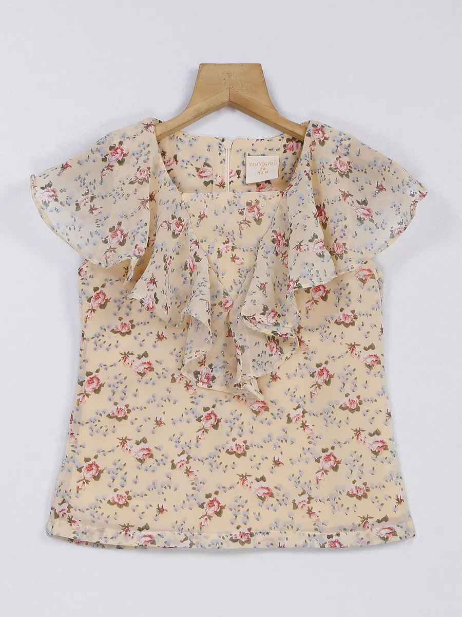 Tiny Girl light yellow printed georgette top