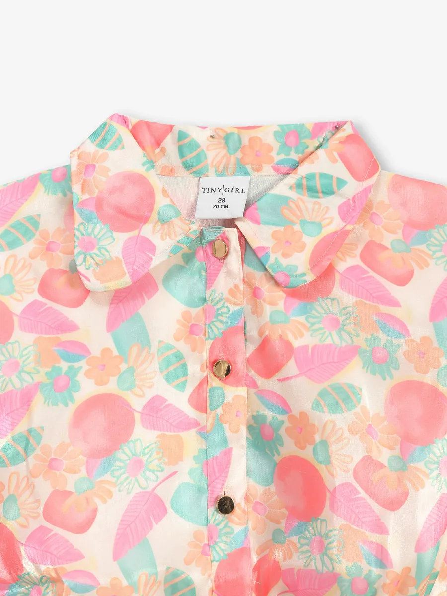 TINY GIRL peach printed cotton crop top