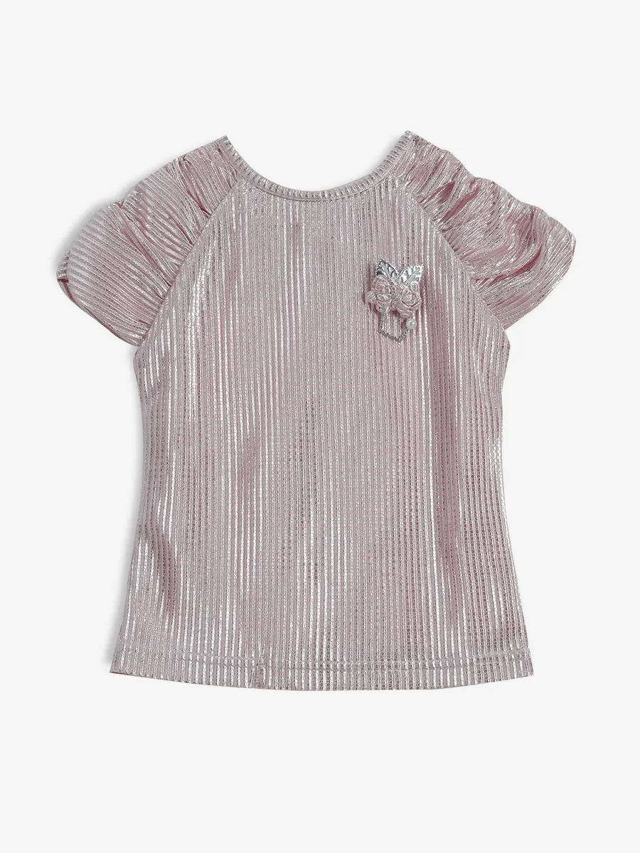 TINY GIRL pink printed polyester top