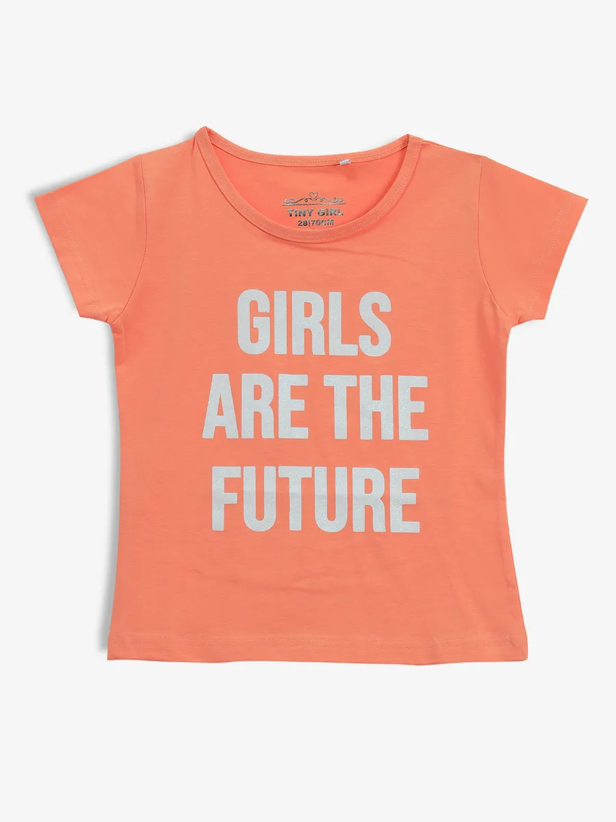 TINY GIRL printed cotton orange t-shirt