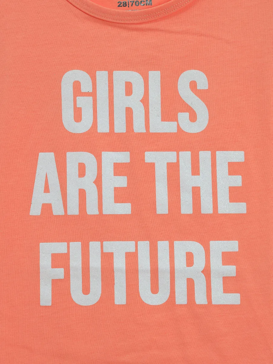 TINY GIRL printed cotton orange t-shirt