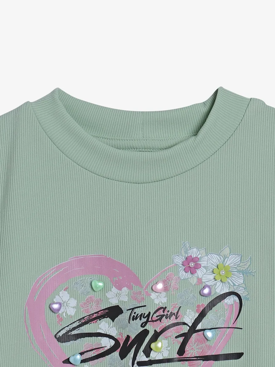 Tiny Girl printed pista green top