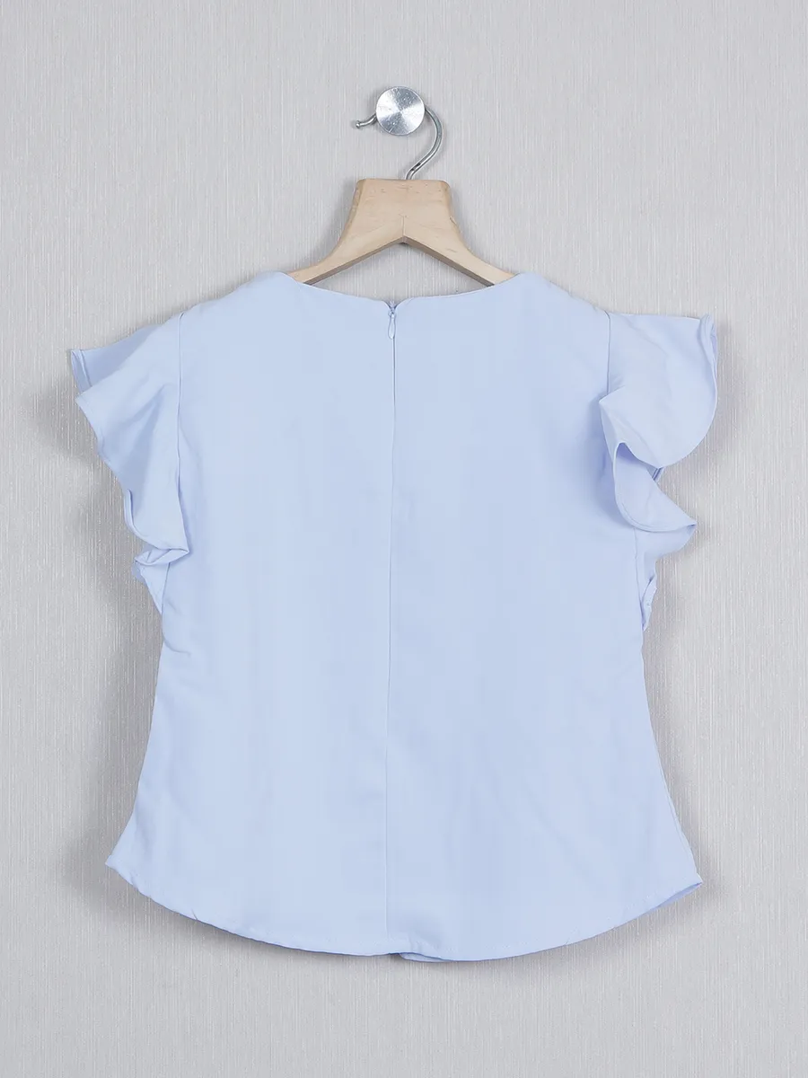 Tiny Girl printed sky blue color cotton top