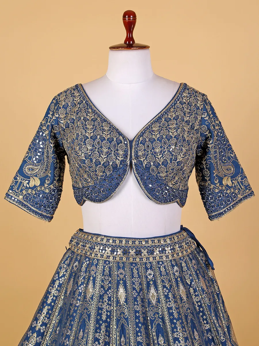 Traditional blue silk lehenga choli