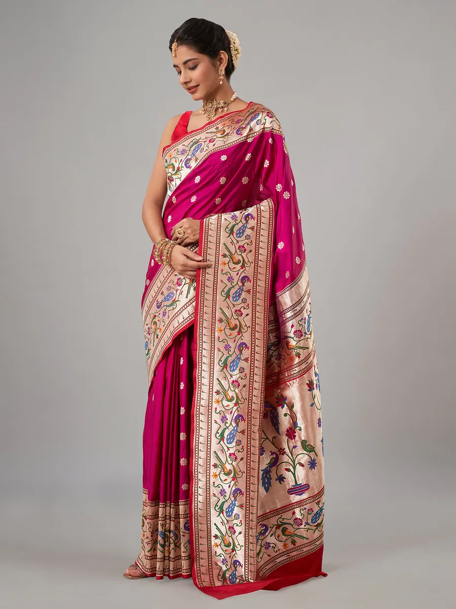 Traditional magenta paithani silk saree