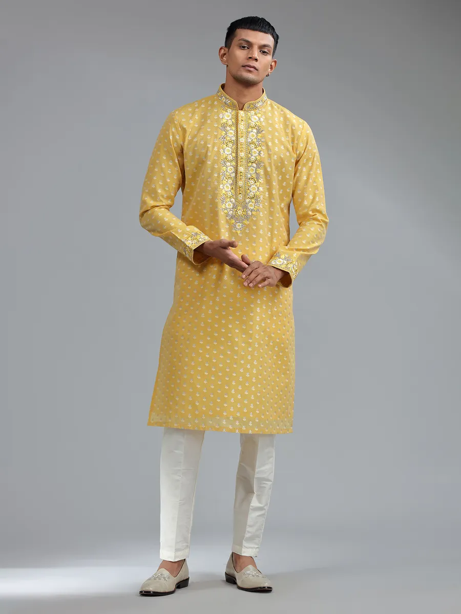 Traditional yellow georgette kurta suit