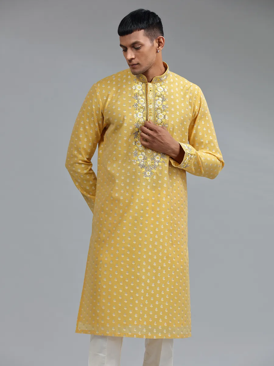 Traditional yellow georgette kurta suit
