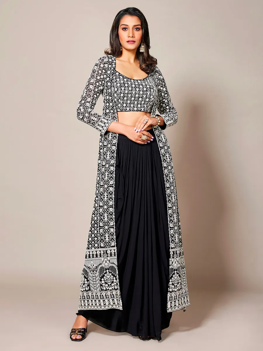 Trendy black georgette designer suit