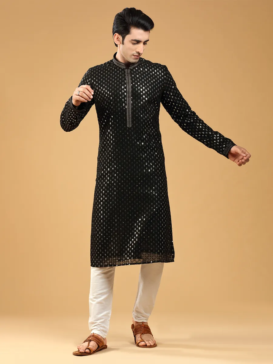 Trendy black georgette  Men Kurta pajama