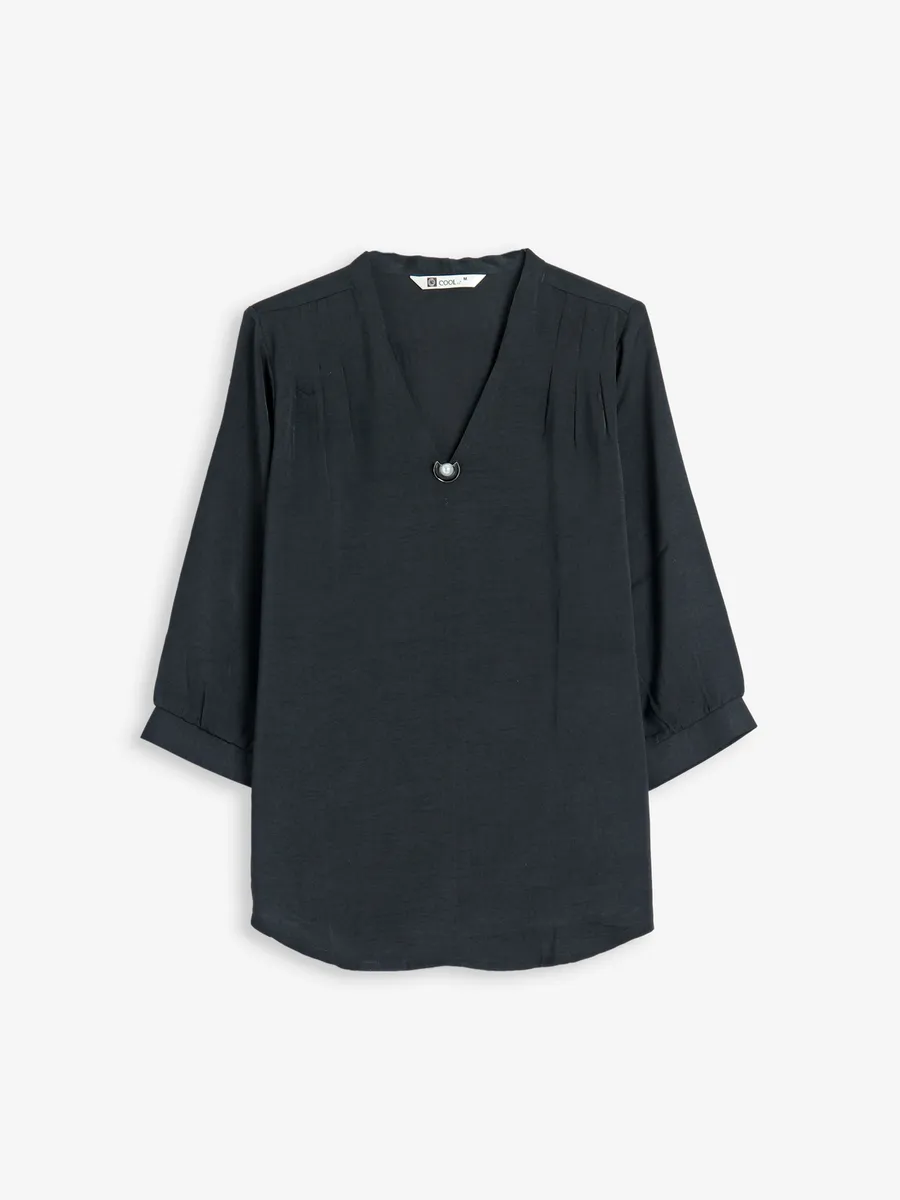 Trendy black plain cotton top