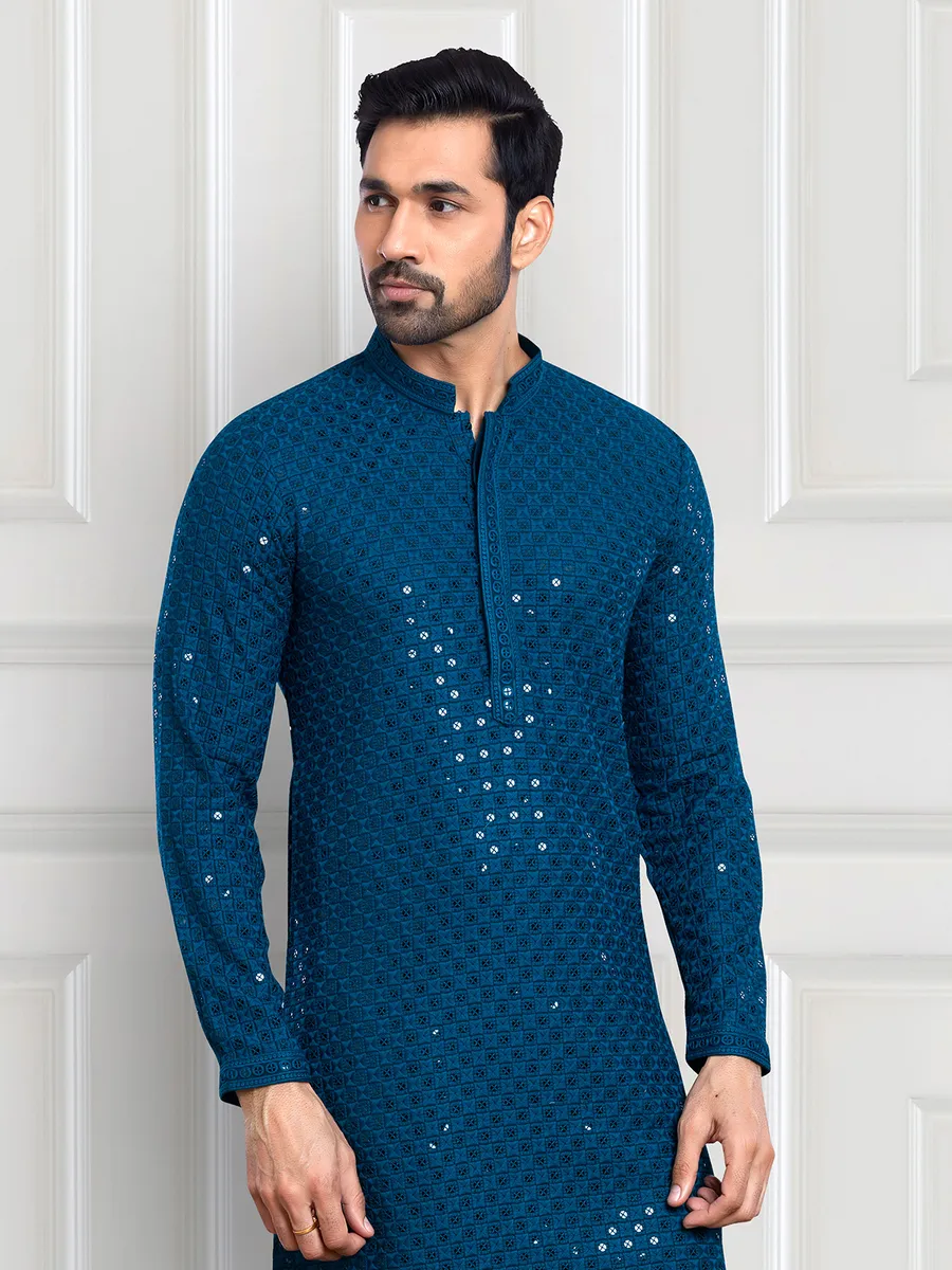Trendy blue kurta suit for festive