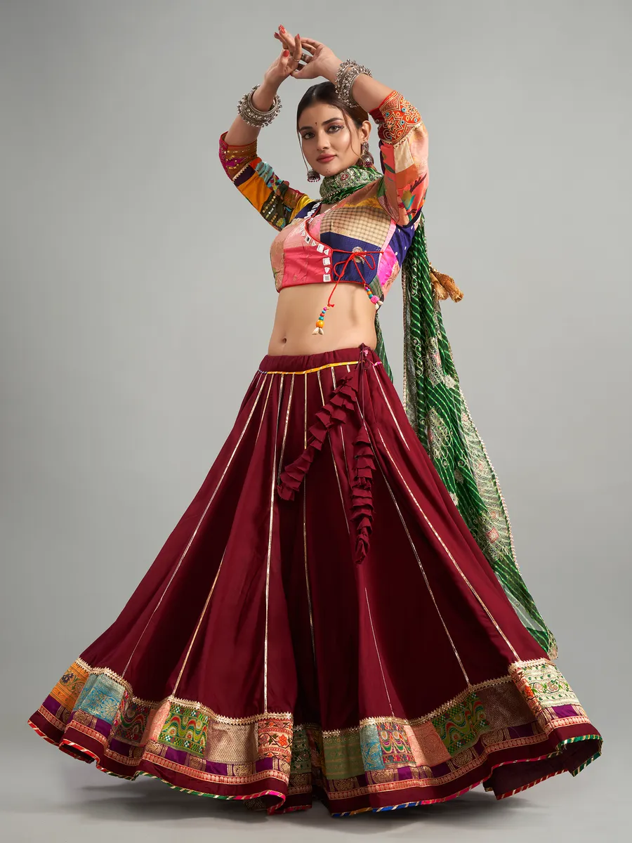 Trendy brown cotton silk lehenga choli