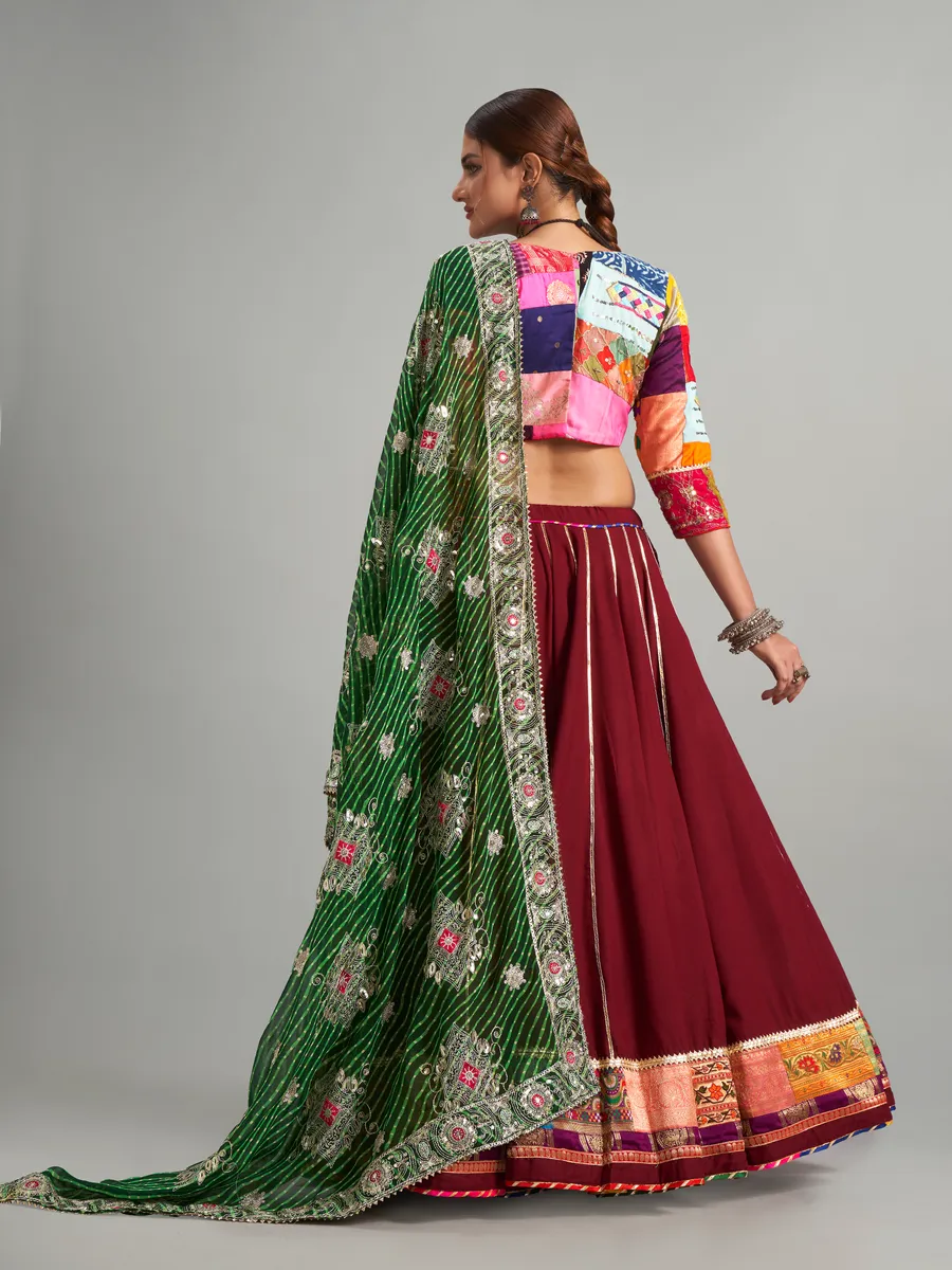 Trendy brown cotton silk lehenga choli