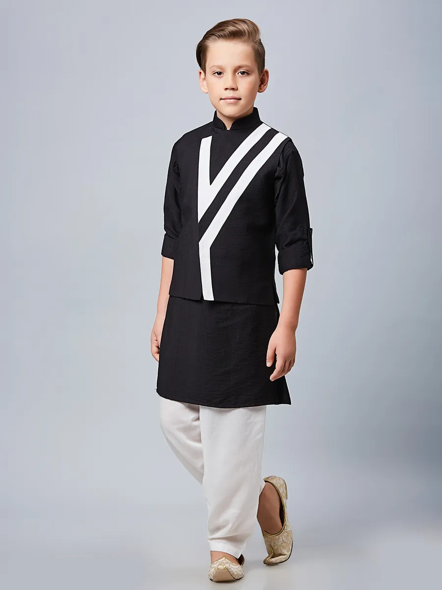 Trendy cotton black waistcoat set