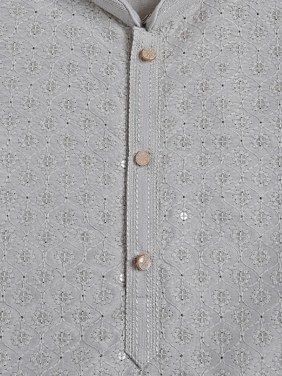 Trendy cotton grey kurta suit for festive