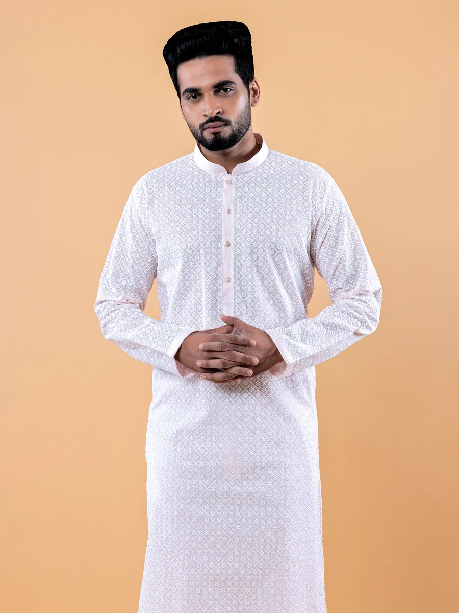 Trendy cotton light pink kurta suit