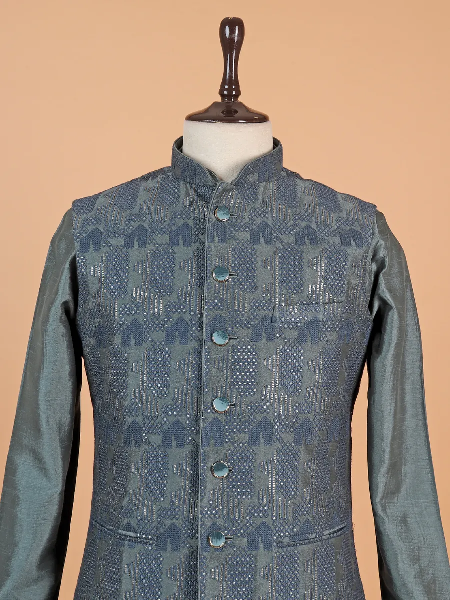 Trendy dark bottle green waistcoat set for man