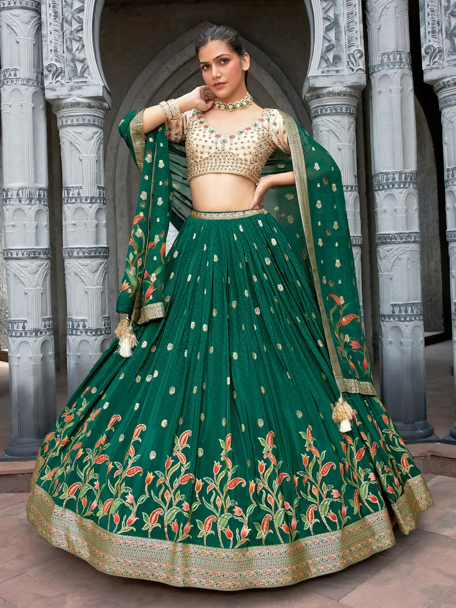 Trendy dark green lehenga choli for wedding