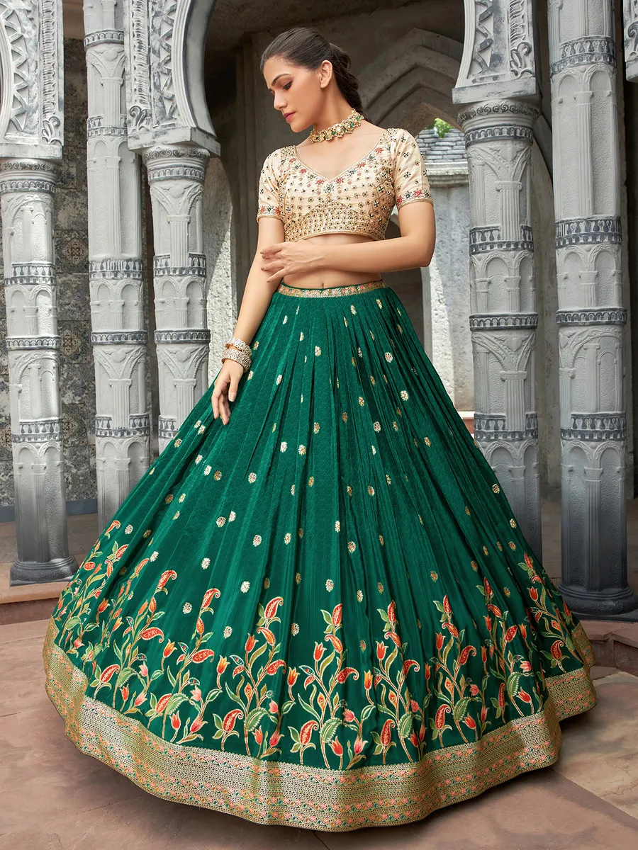 Trendy dark green lehenga choli for wedding