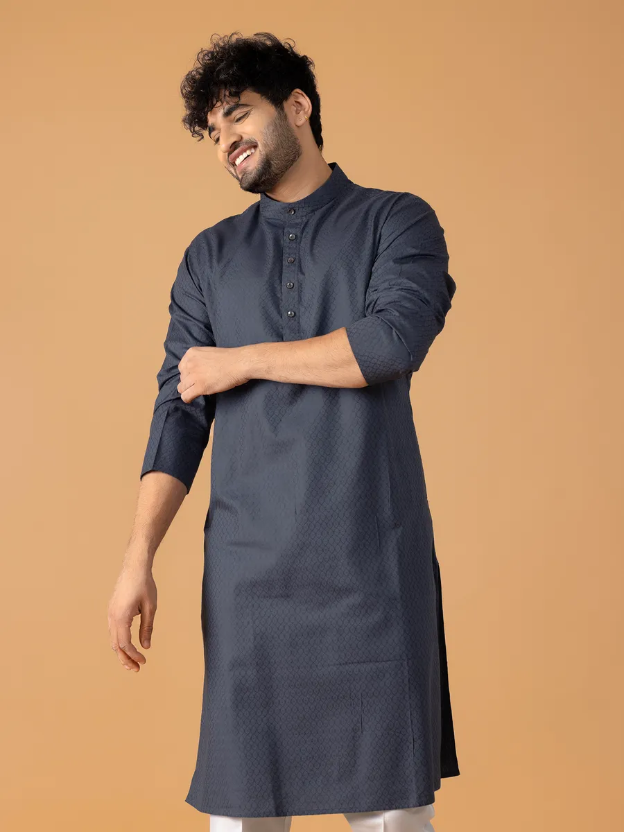 Trendy dark grey cotton  Men Kurta pajama