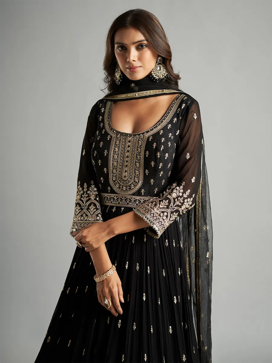 Trendy georgette black anarkali suit