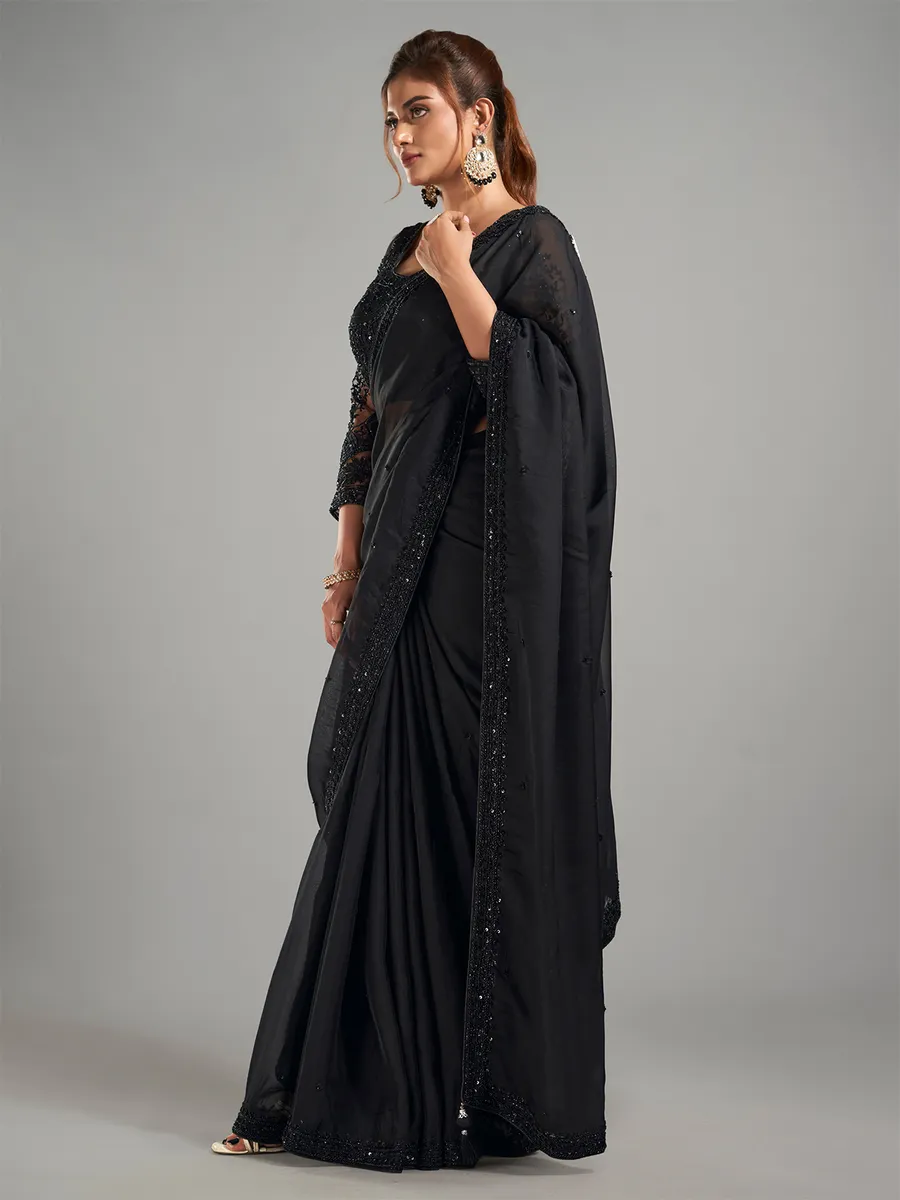 Trendy georgette black saree