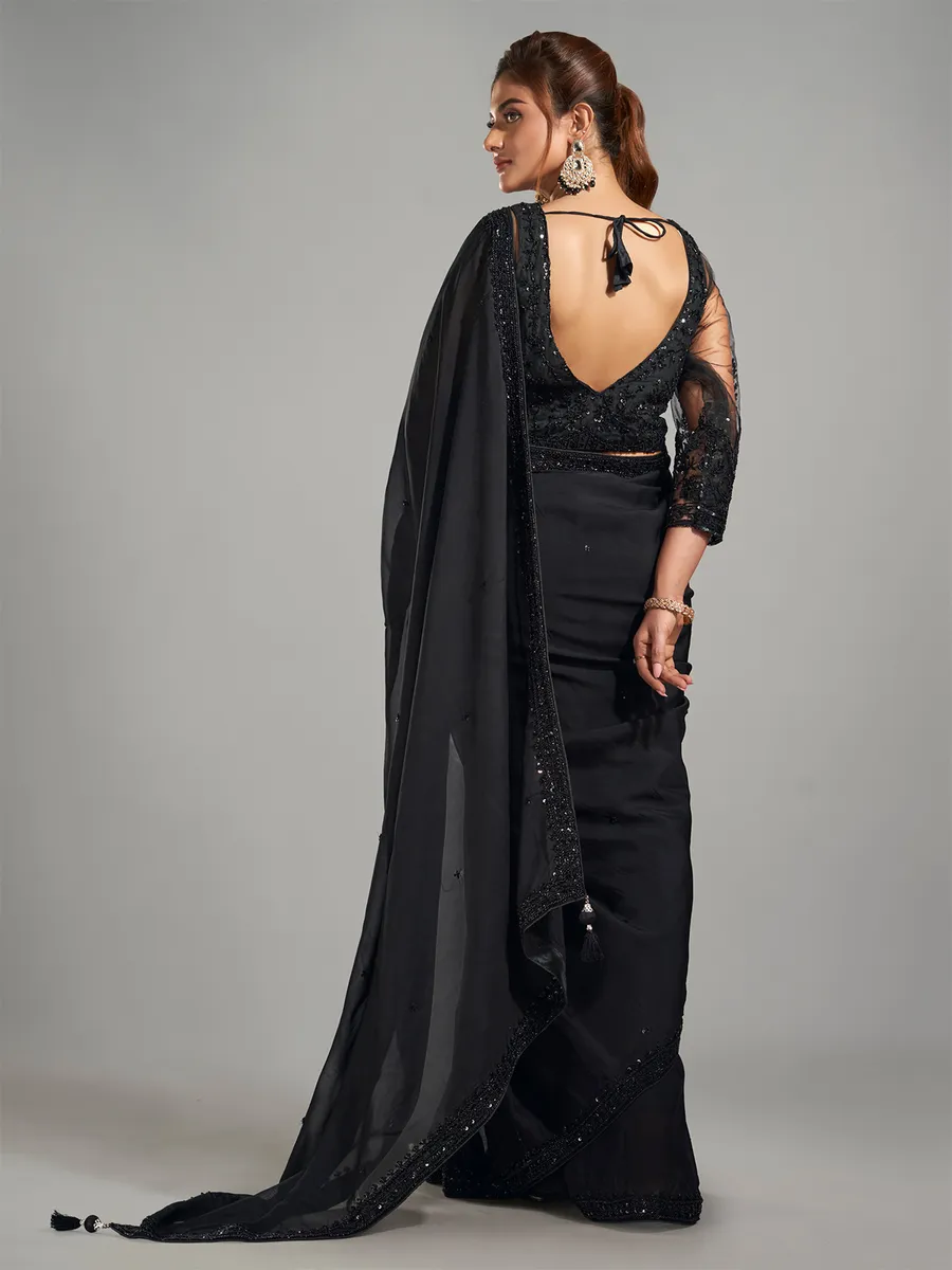Trendy georgette black saree
