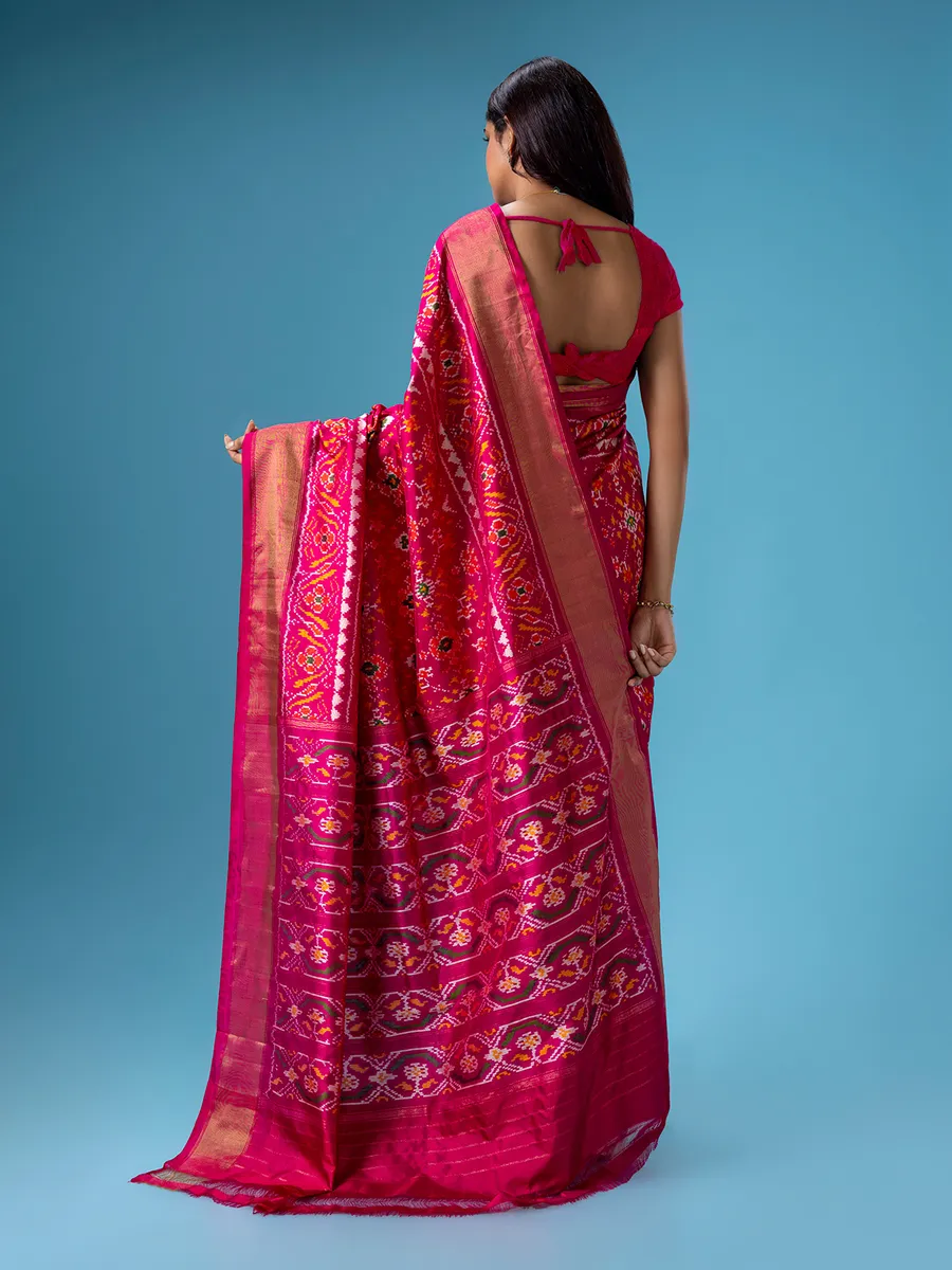 Trendy magenta patola printed silk saree