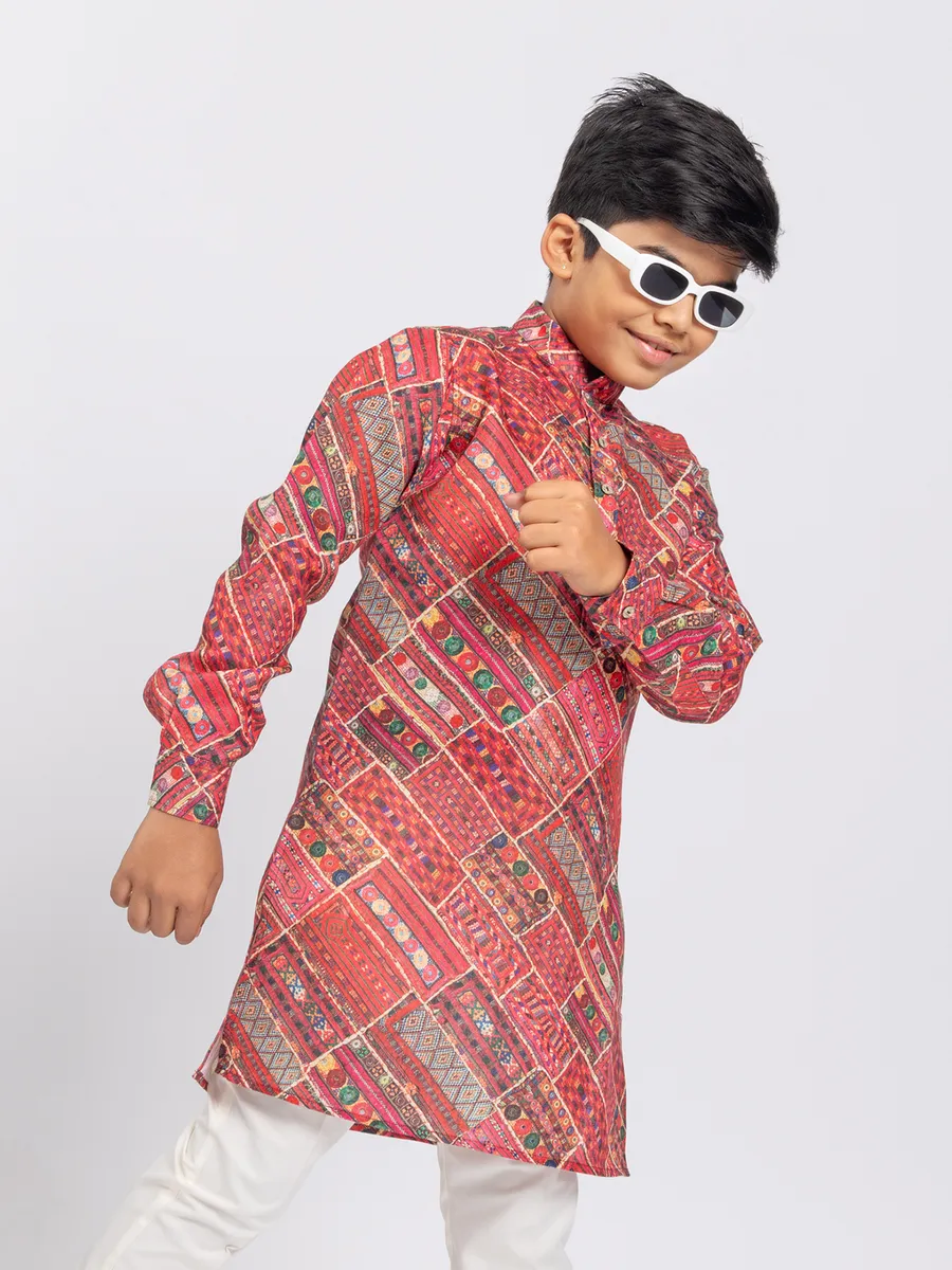 Trendy maroon cotton printed kurta