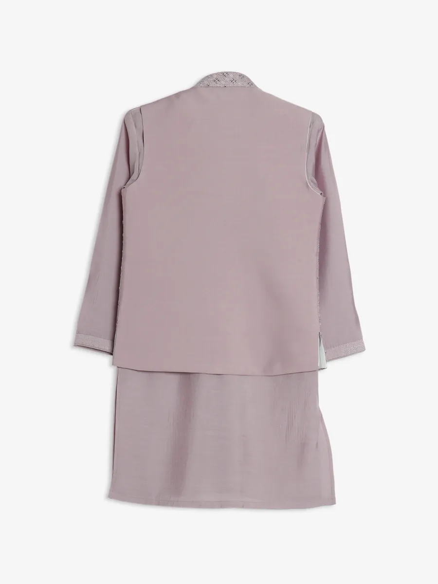 Trendy mauve purple silk waistcoat set