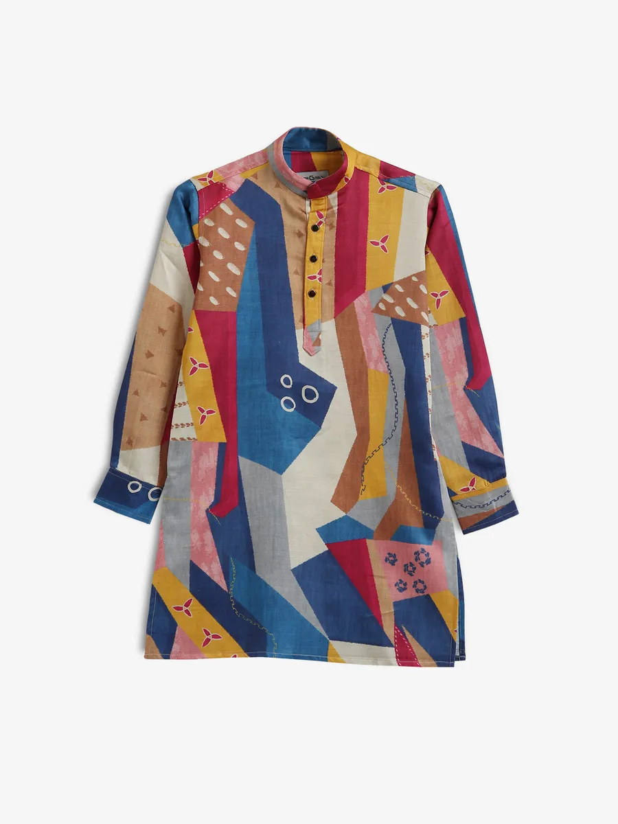 Trendy multi color printed kurta