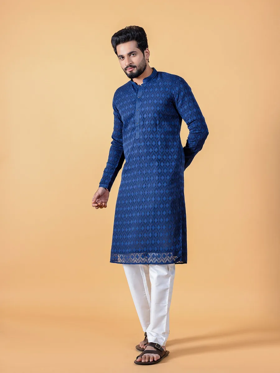 Trendy navy  Men Kurta pajama in cotton