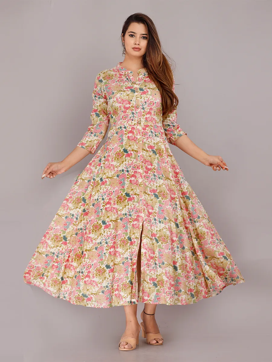 Women White Printed Kurti