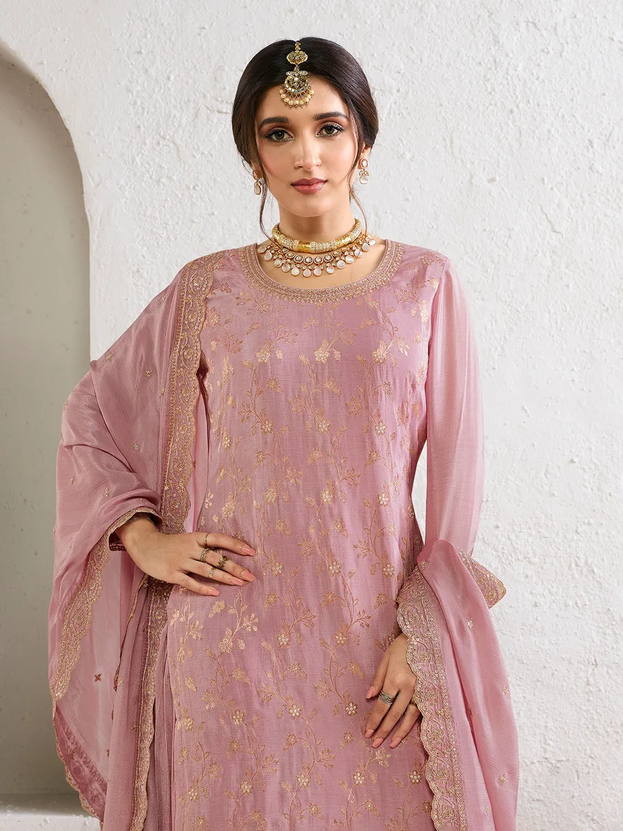 Trendy onion pink palazzo suit