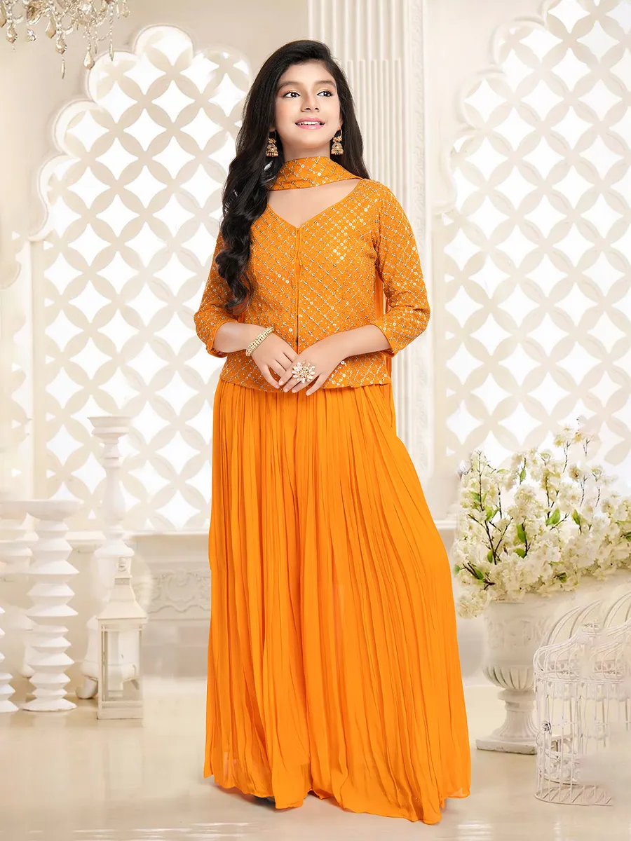 Trendy orange georgette palazzo suit