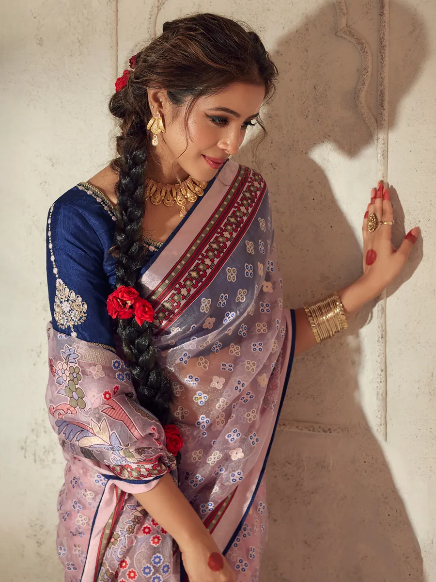 Trendy pink brasso saree