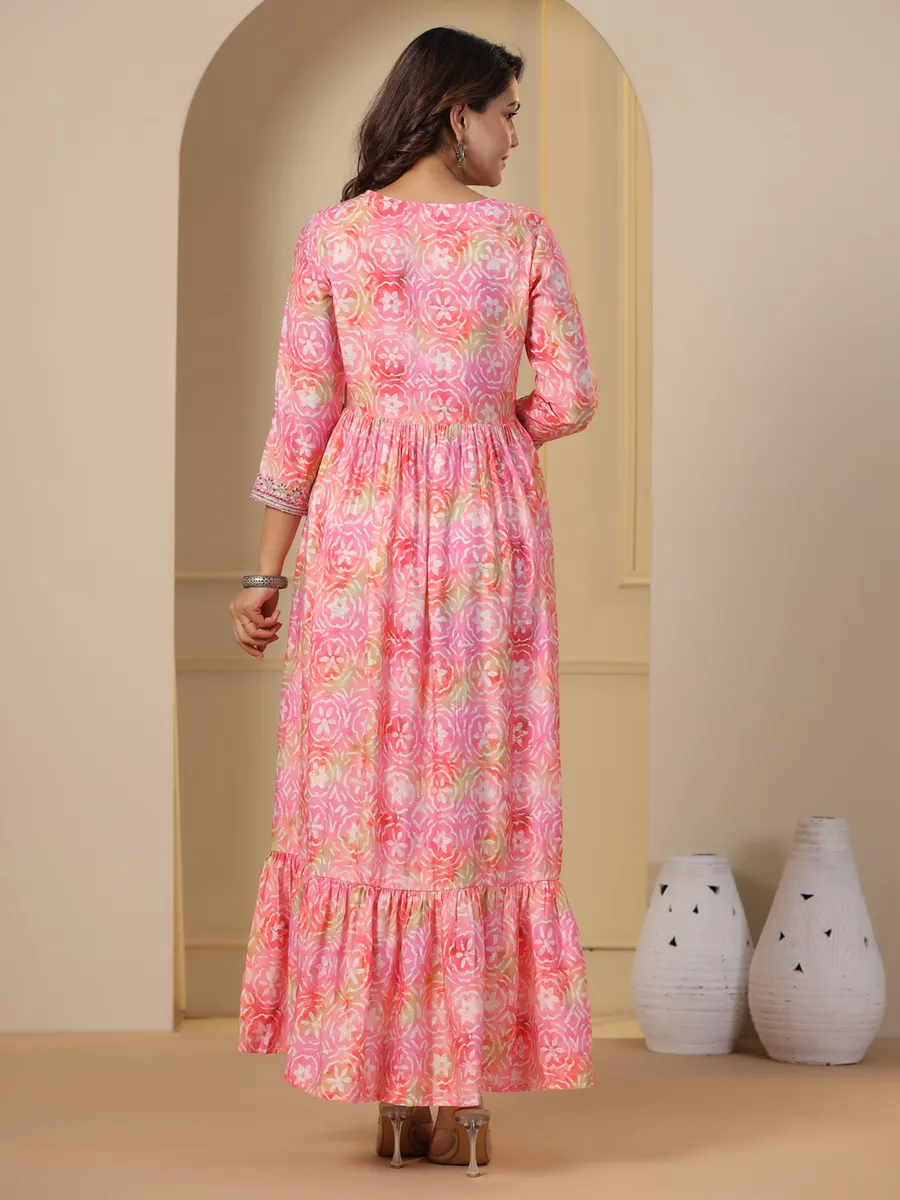 Trendy pink printed long kurti