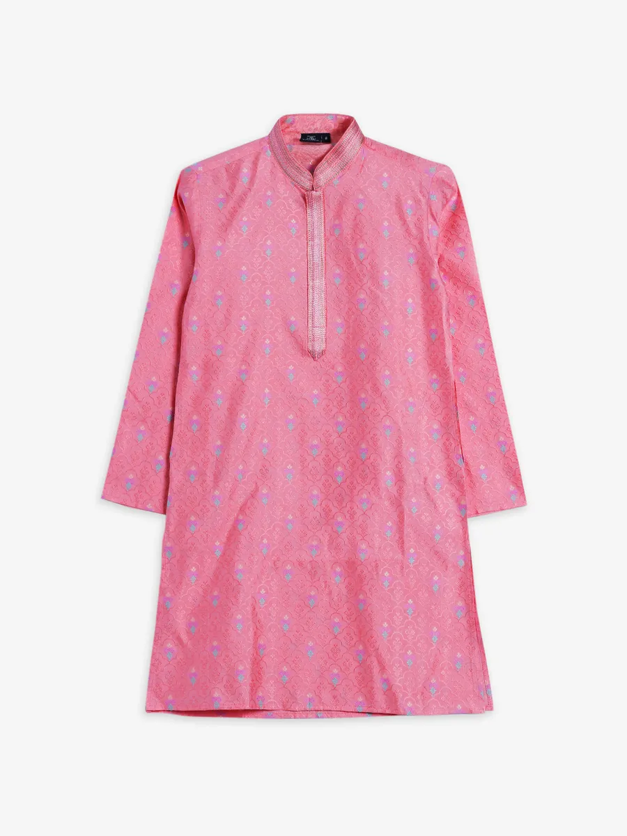 Trendy pink silk kurta suit