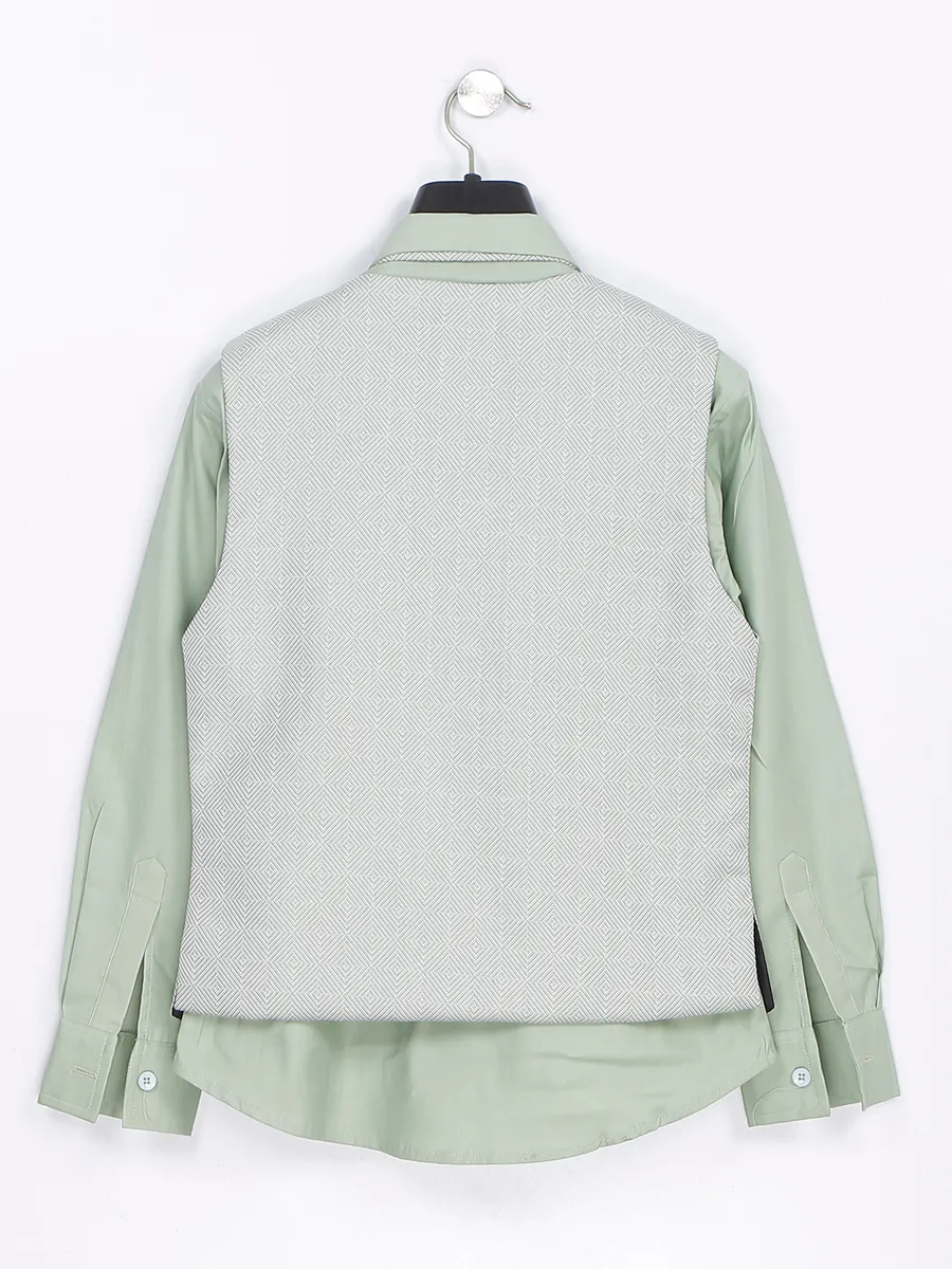 Trendy pista green silk waistcoat set