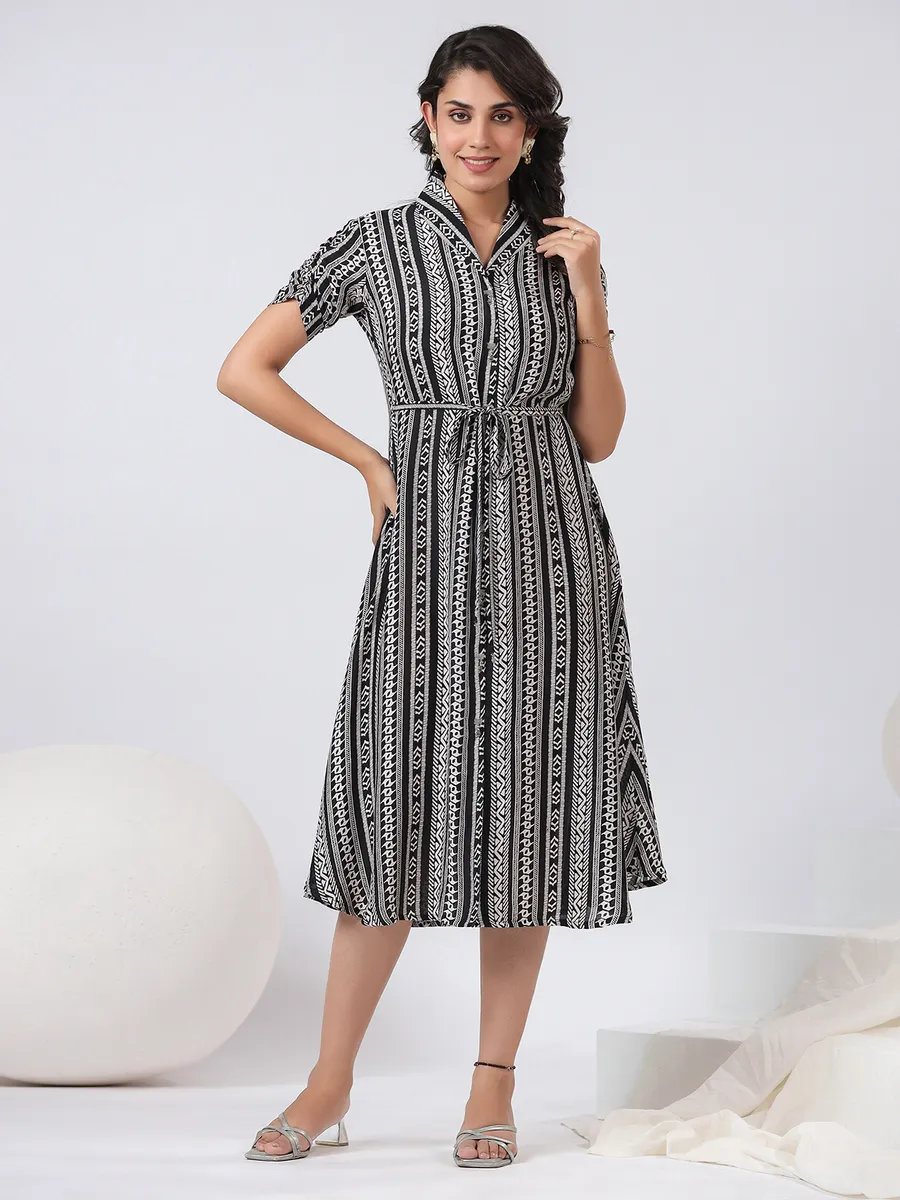 Trendy printed black cotton kurti