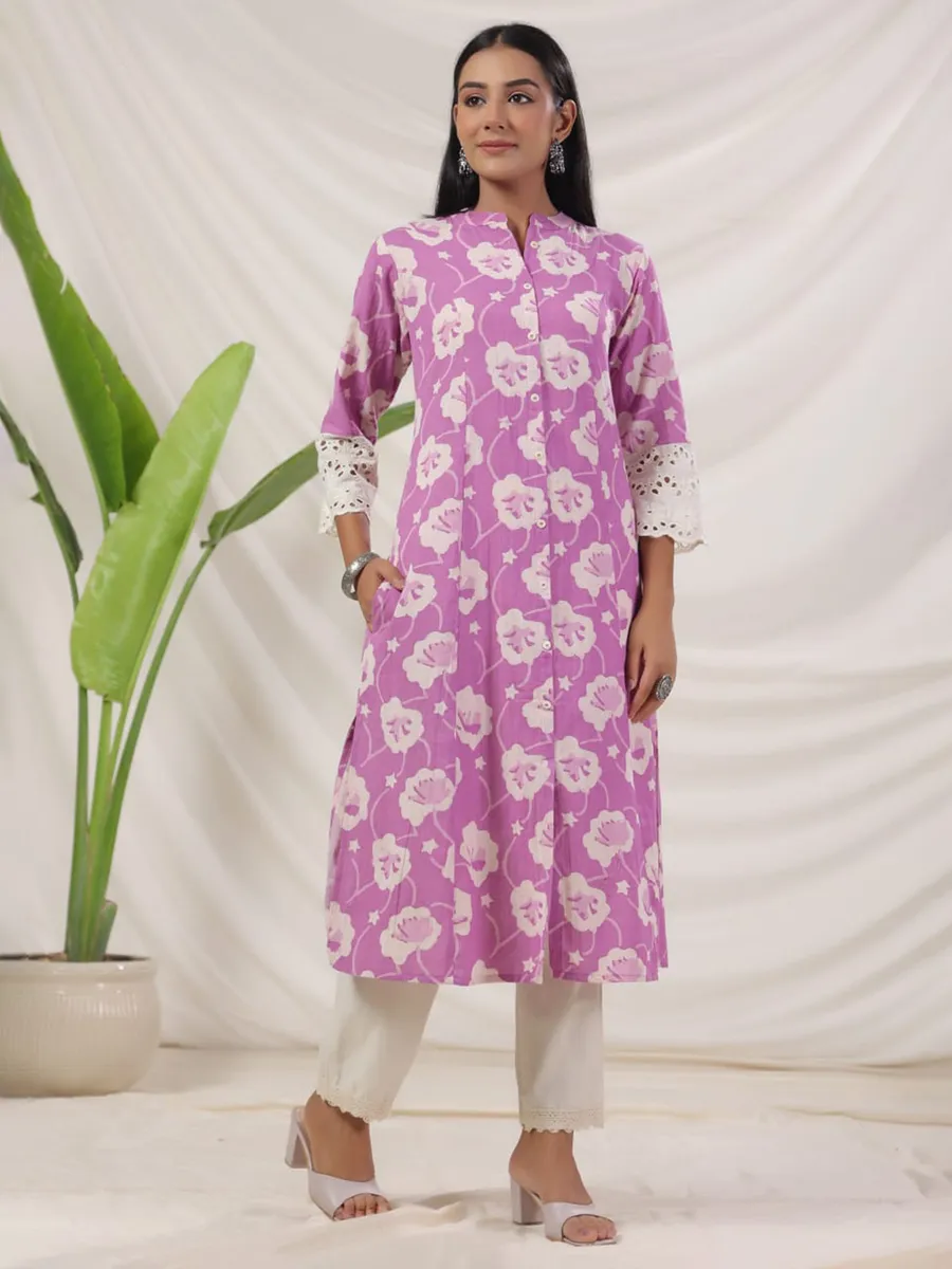 Trendy purple cotton kurti