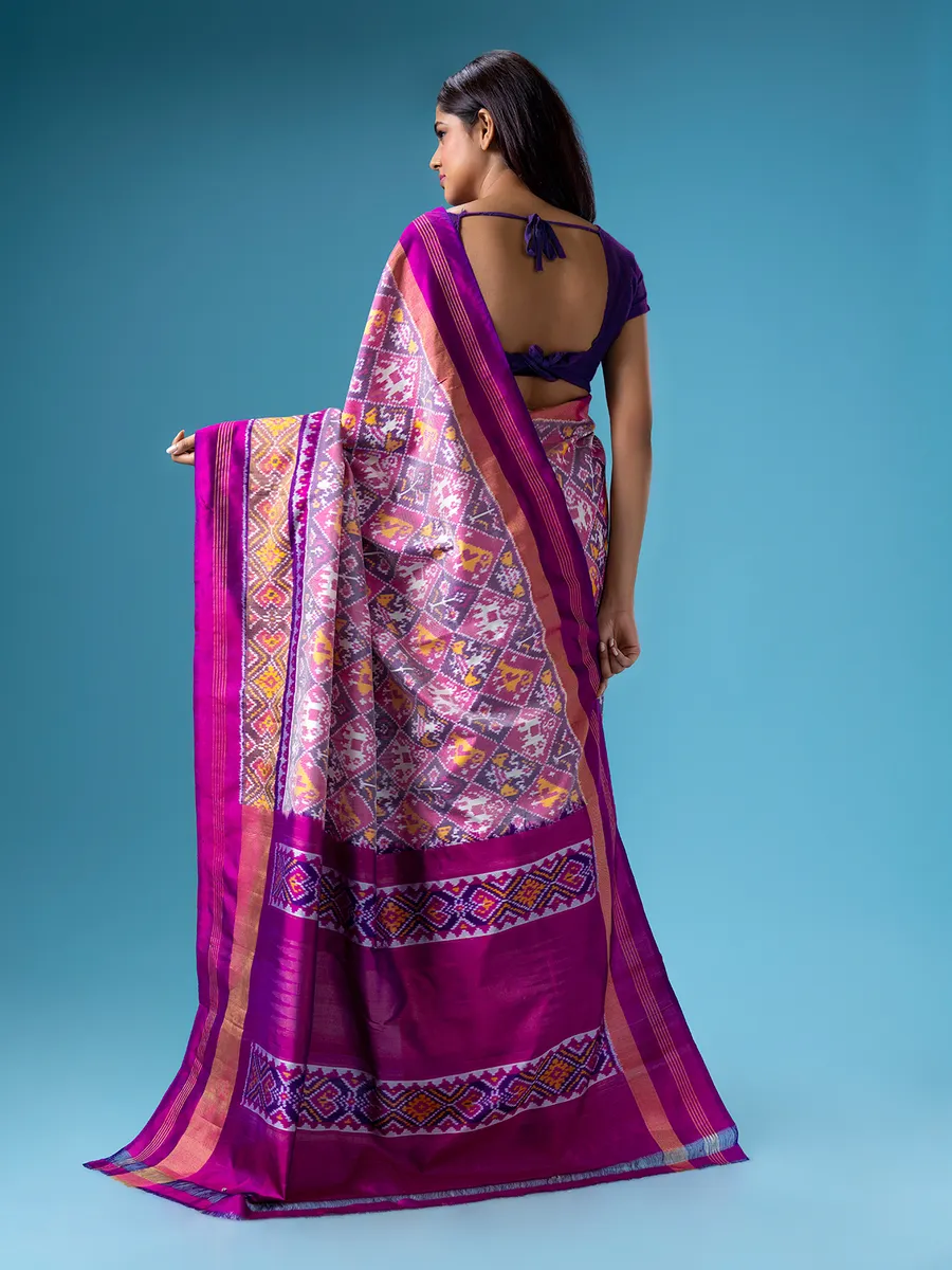 Trendy purple patola printed saree