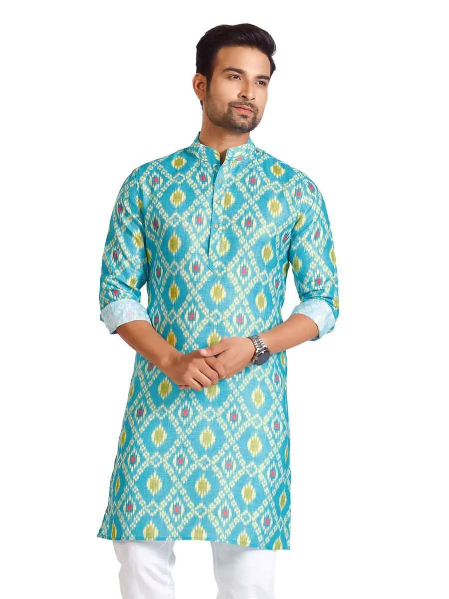 Trendy rama green printed kurta