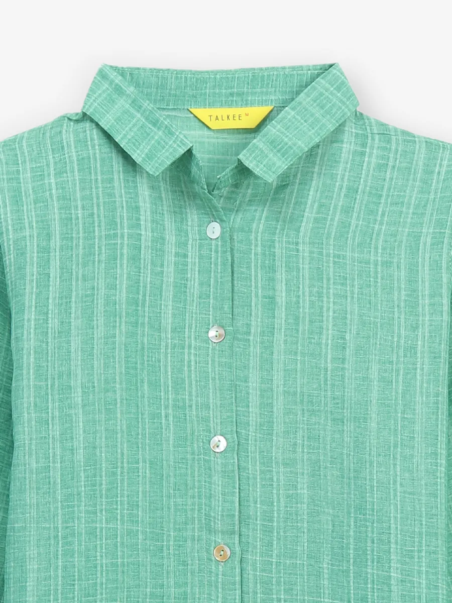 Trendy sea green cotton checks shirt