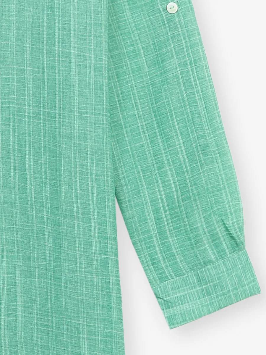 Trendy sea green cotton checks shirt