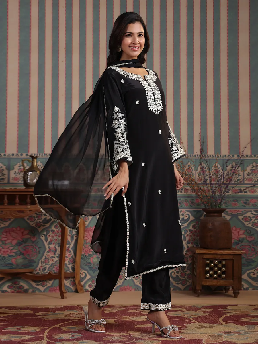 Trendy silk black kurti set