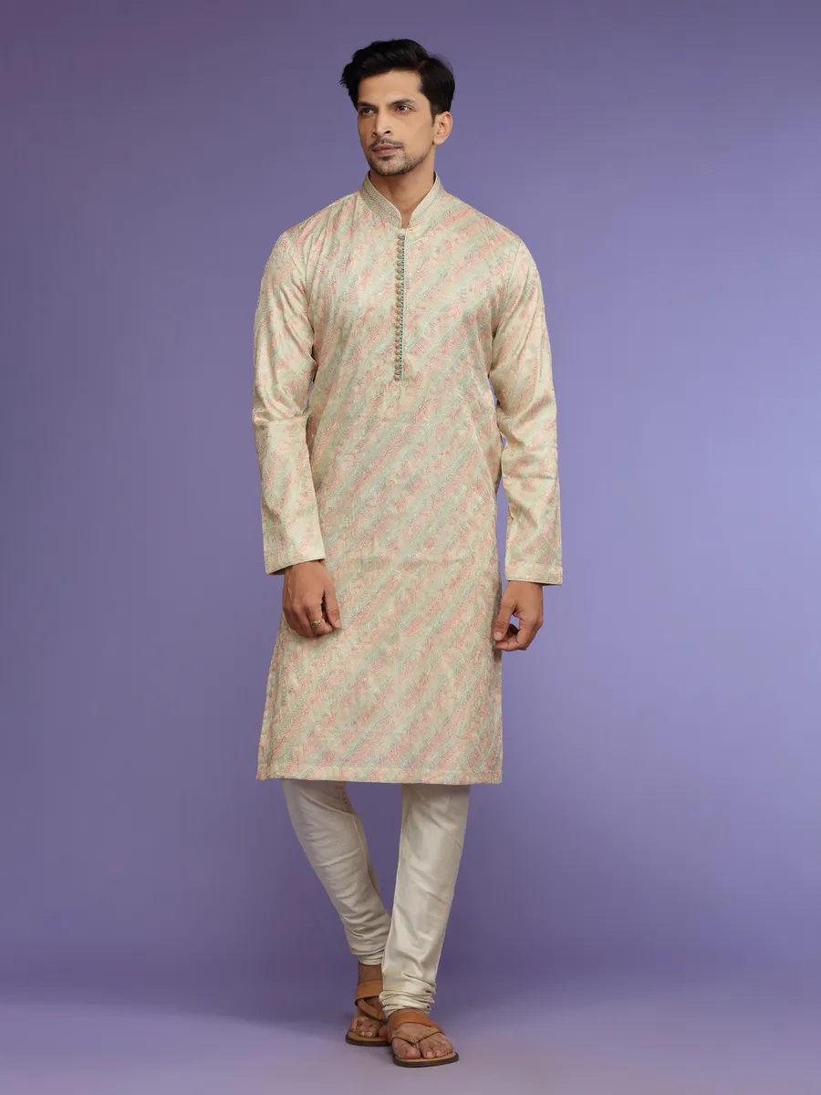 Trendy silk  Men Kurta pajama in beige