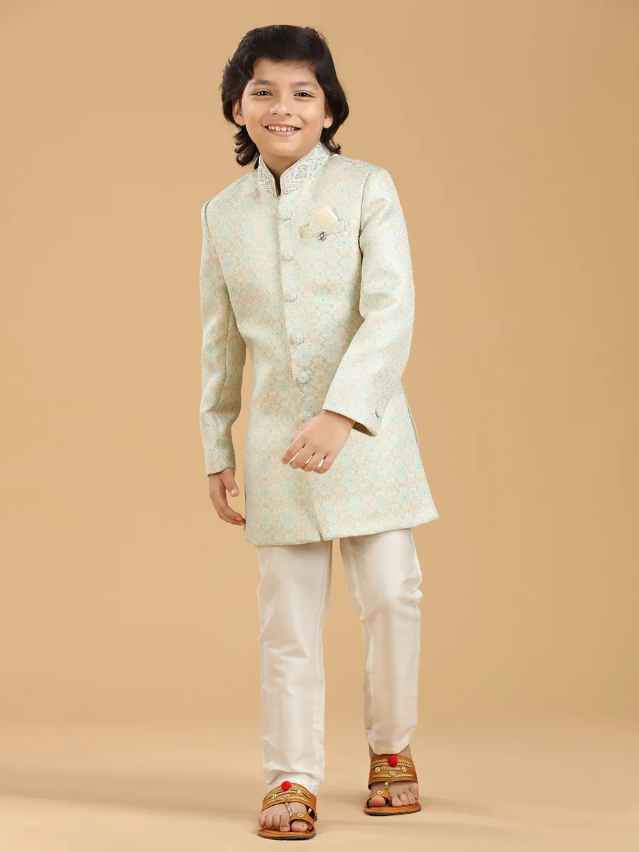 Trendy silk mint green indowestern